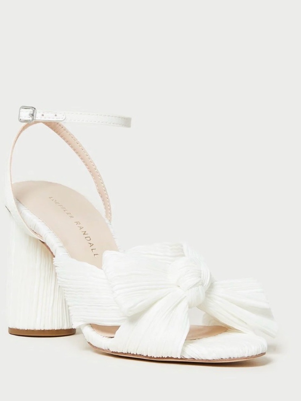 Loeffler Randall Cream Fringe Block Heel Sandals